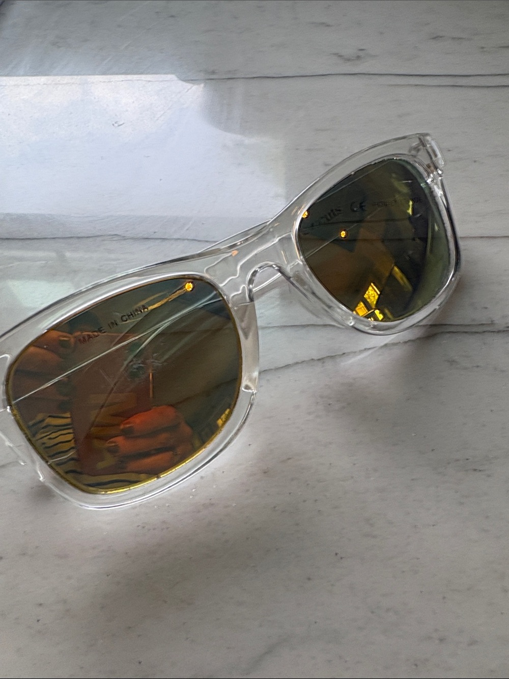 Crewcuts Clear Frame Sunglasses with Amber Mirrored Lenses LIKE NEW